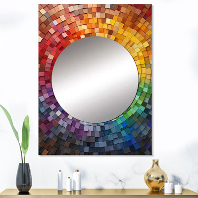 Jaysaun Colorful Spiraling mosaic - Abstract Spirals Decorative Wall Mirror, Modern Mirror, Printed Metal Art
