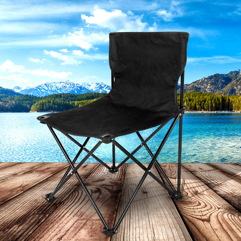 Chaise de camping pliante avec sac de transport Desika, Noir / noir