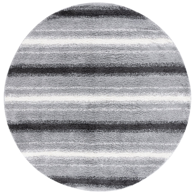 Tapis à rayures Merceer, Rond 6 pi 7 po