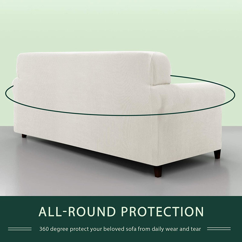 Dlerfeut Box Cushion Sofa Slipcover, Black, 41" H x 92" W x 42" D