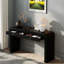 Console rustique avec 2 tiroirs, conception cannelée, coins courbés et pieds épais