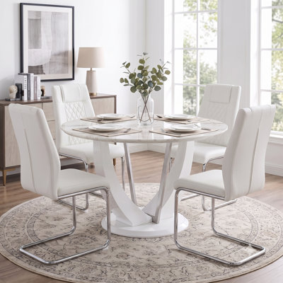 47.2" Round Dining Table Set For 4, Modern Kitchen Table And Chairs
