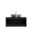 Meuble-lavabo flottant mural 36 po avec rangement en contreplaqué, portes en sergé, lavabo en marbre et plateau en pierre frittée, noir