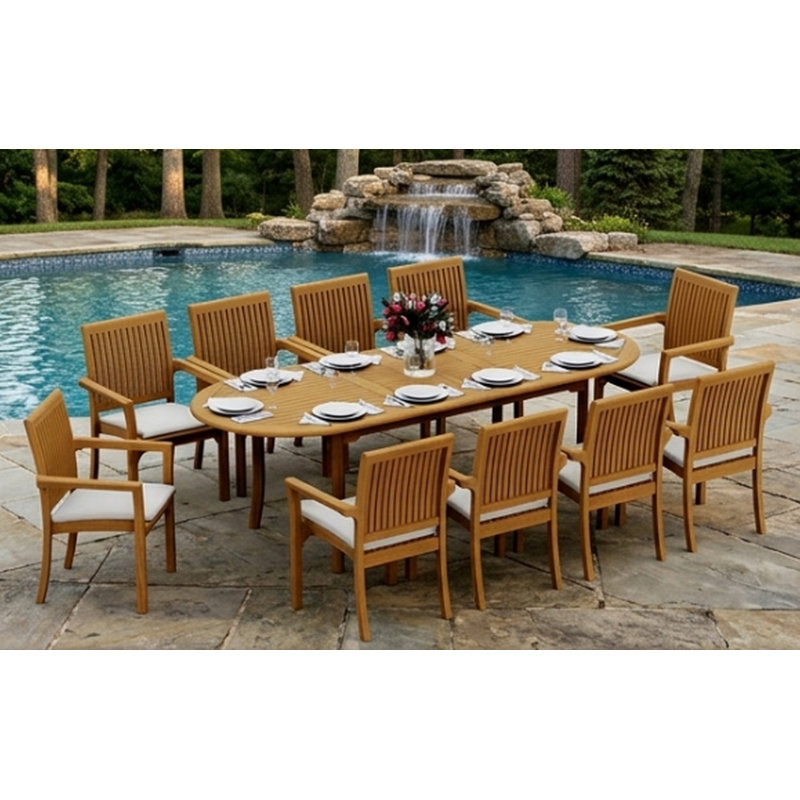 Ensemble repas luxueux en teck 11 pièces Grote, 10