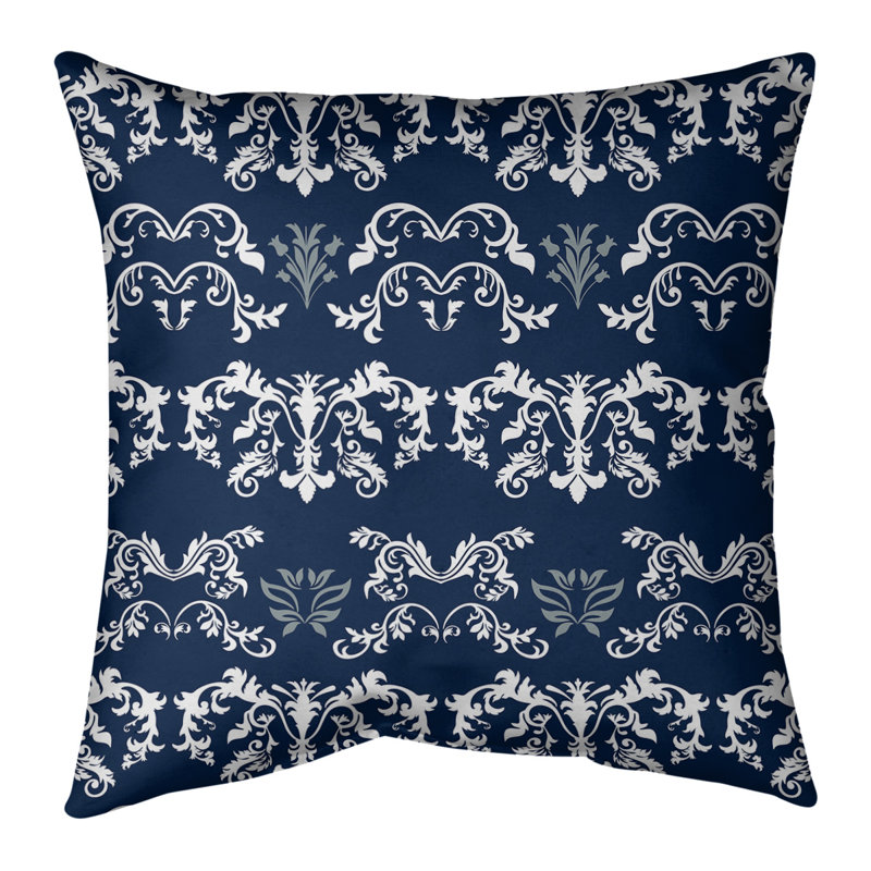 Housse de coussin ArtVerse, Bleu marine / blanc / gris, 18" x 18", Croisé en coton