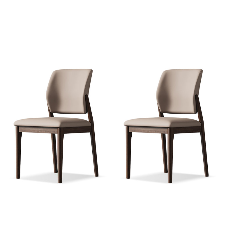 Light-brown Dark-walnut Solid back side Chair(Set of 2)