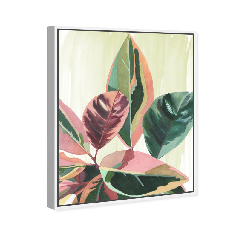 Green inspo II - Impression sur toile, Toile avec cadre flottant blanc, H 25 po x l 21 po x P 1,8 po
