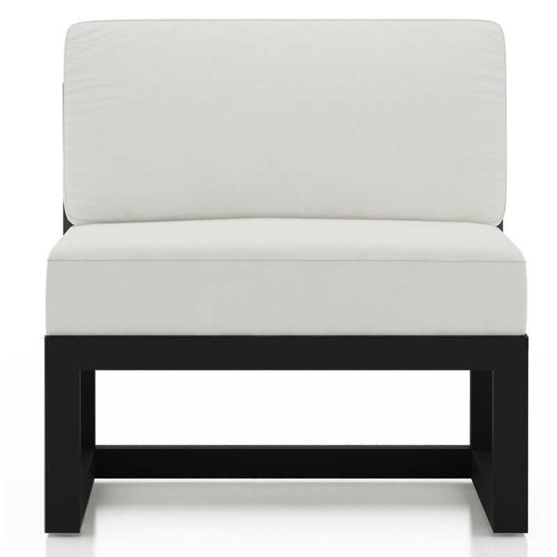 Smith Powder Coated Aluminum Outdoor Armless Lounge Chair , Sunbrella® Cushions Included, Canvas Natural Sunbrella® Canvas