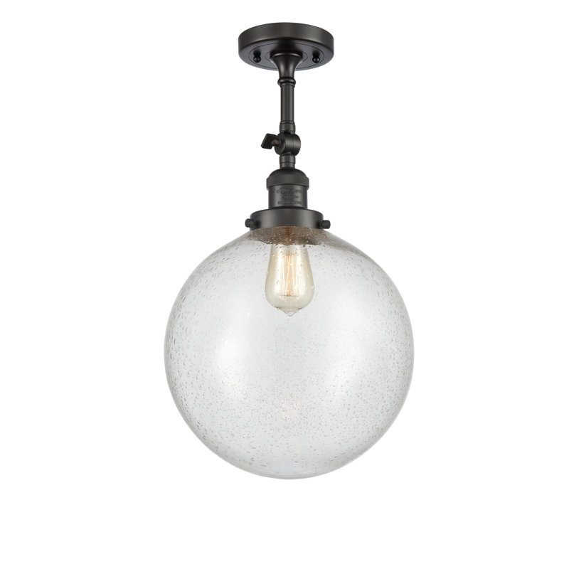 Plafonnier semi-encastré 1 lumière 12 "ciacchi, Ampoule non incluse, Bronze huilé, Grainé