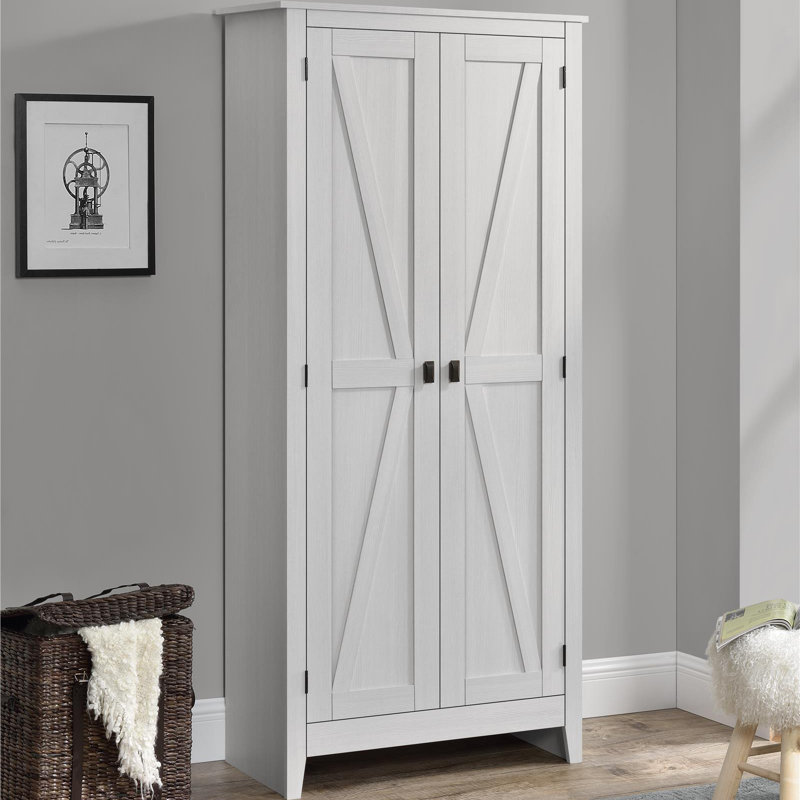 Quast 31.5 " Wide 4 - Shelf Storage Cabinet with, Ivory Pine