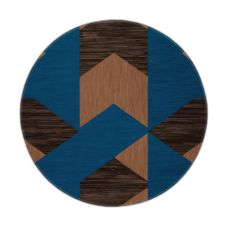 Tapis d'intérieur et d'extérieur à carreaux vert, Rond 5 pi