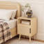 Table de chevet en rotin avec porte et tablette Boho