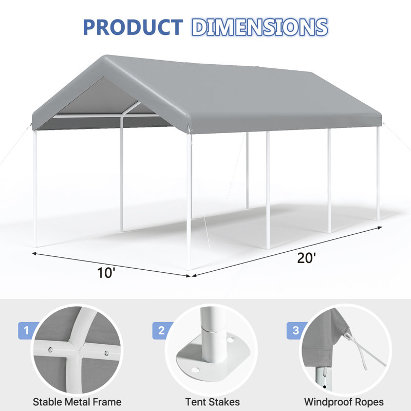 10 pi. L 20 pi. Tentes de réception robustes en acier, Gris
