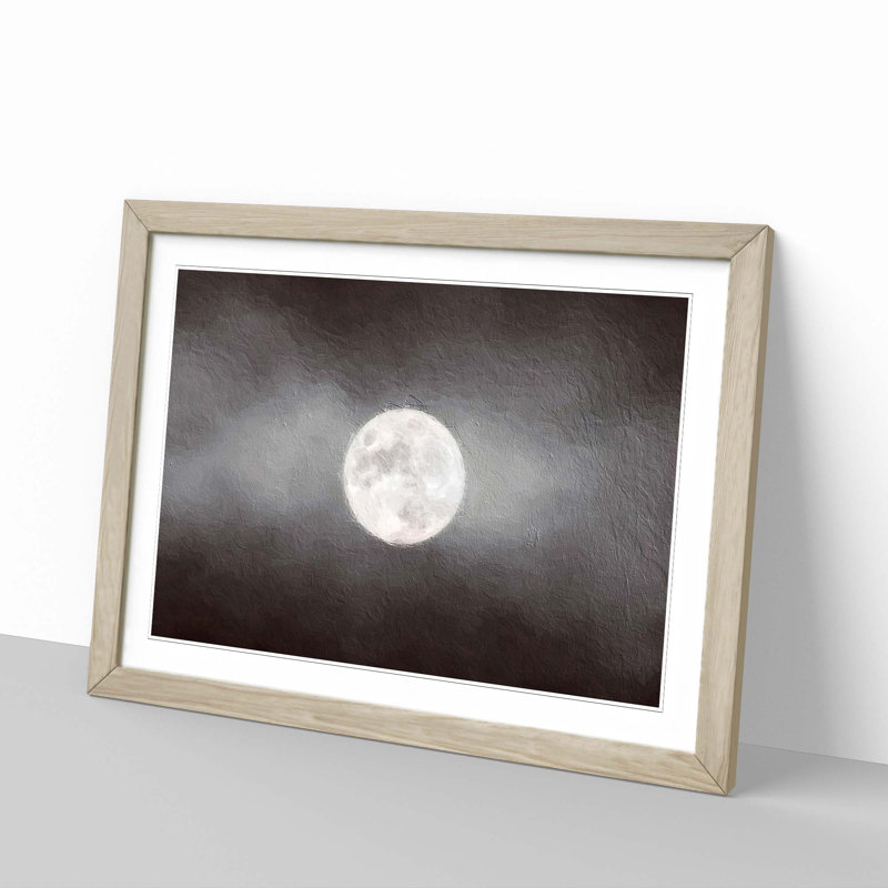 Full Moon at Dusk - Picture Frame Painting Print, Oak Framed, 36cm H x 48cm W x 2cm D
