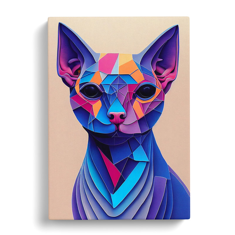 Sphynx Cat Geometric - Wrapped Canvas, 76cm H x 50cm W x 3cm D