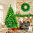 Christmas Tree, Pre-Lit Set With Tree, Garland And Wreath, Artificial Christmas With Pine Cones