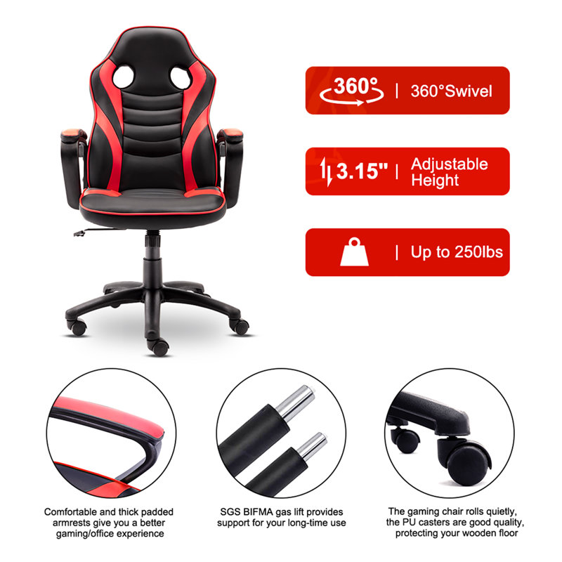 Fauteuil de jeu en cuir, Rouge