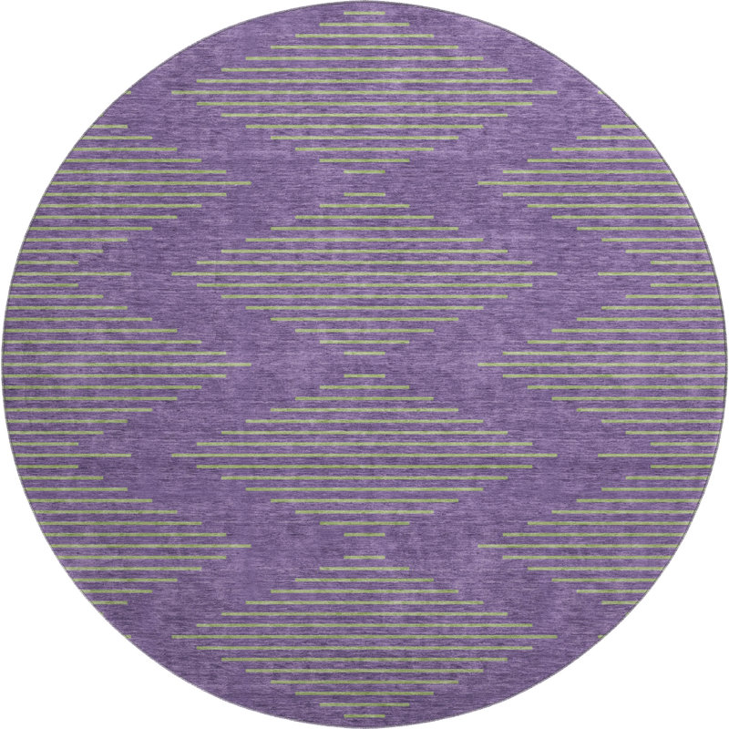 Premium Machine Washable Jahnke AMF1017 Geometric Rug, Round 8'