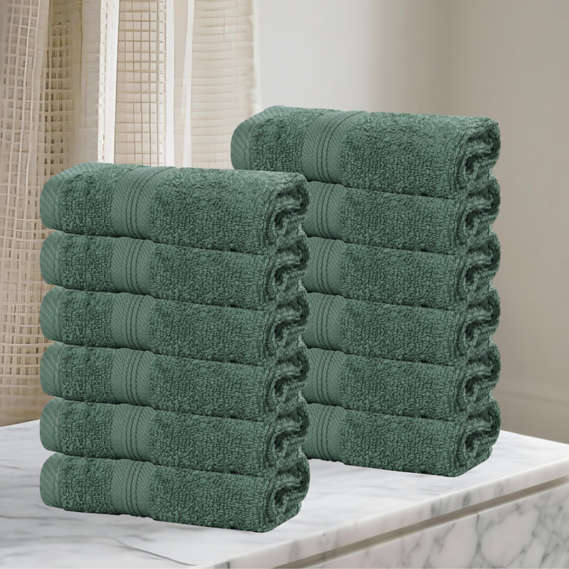  Serviettes de table en coton Smart Quick-Dry Zero Twist, lot de 12, Vert forêt