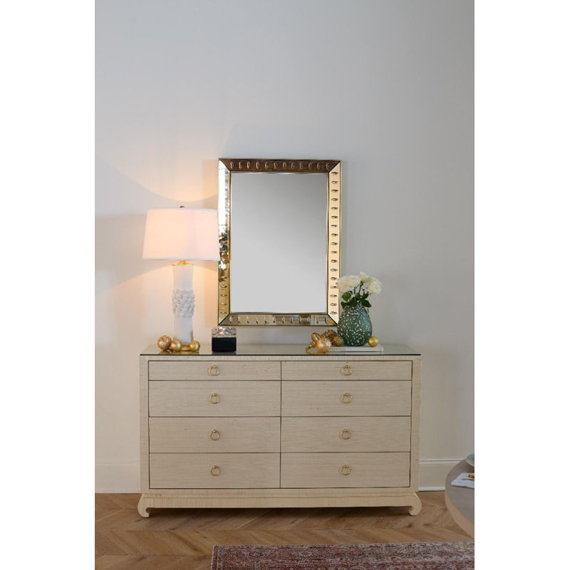 Reese Rectangle Brass Beveled Mirror, 38'' x 28''