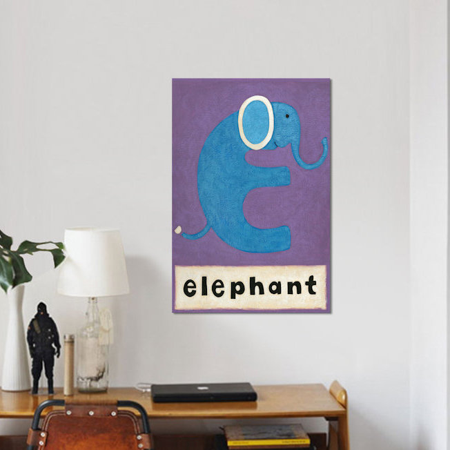 «E is for Elephant», impression sur toile tendue, H 26 po x l 18 po x P 1,5 po, Toile tendue, Pas de tapis