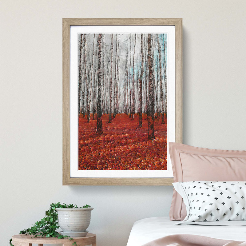 Rows of Trees in Abstract - Picture Frame Graphic Art Print, 60cm H x 40cm W x 2cm D, Oak