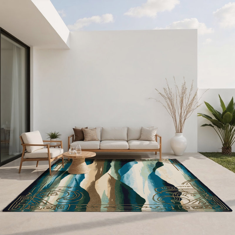 Serene Ripples Indoor And Outdoor Area Rug, Rectangle 1'6" x 2'6"