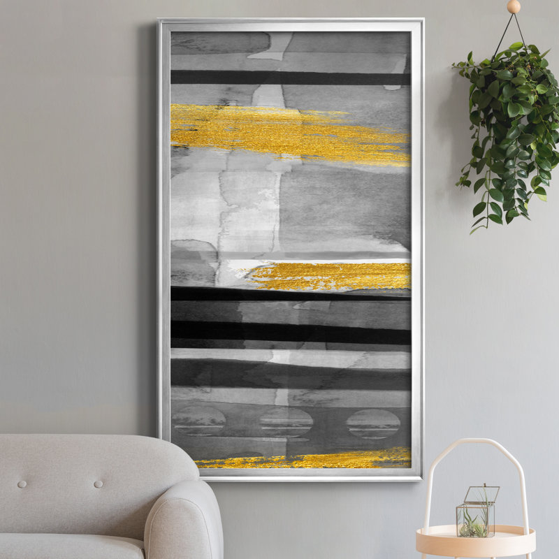 Layers of Time I - Peinture sur toile encadrée, H 14,5 po x l 26,5 po x P 1,5 po, Argent
