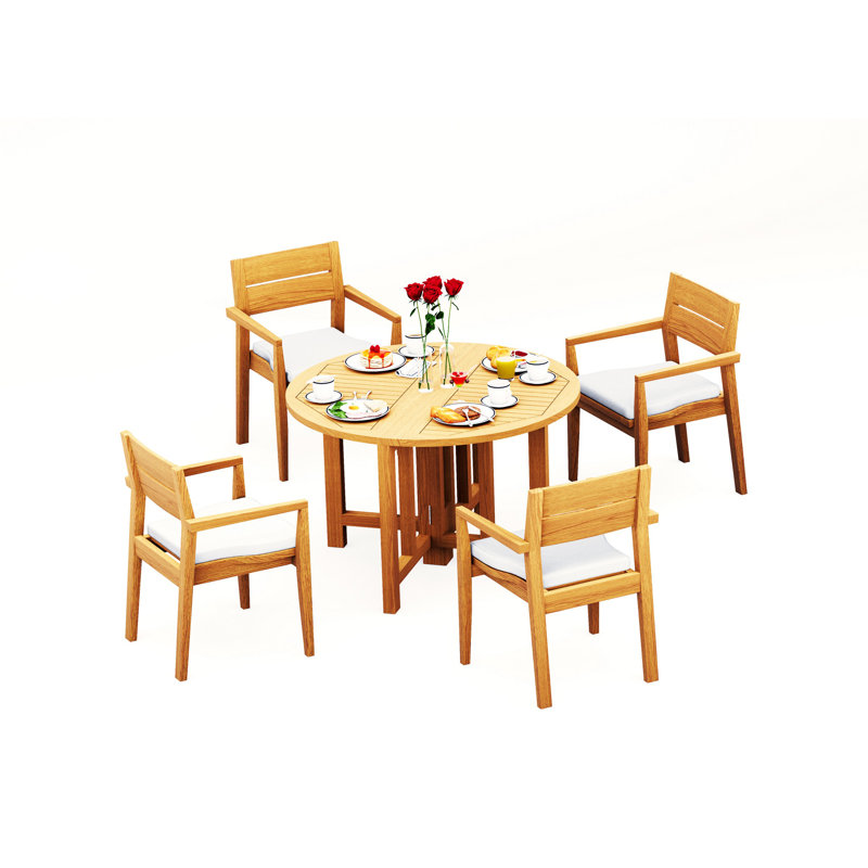 Vellore Outdoor 5 - Piece Teak Dining Set