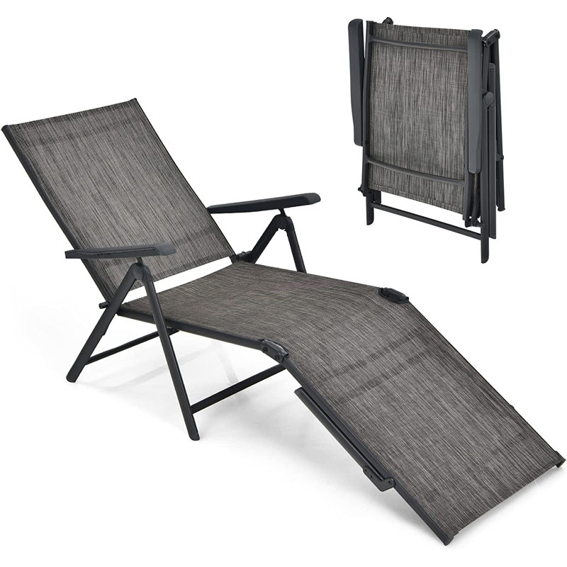 Ivans 192cm Long Reclining Single Lounger, Grey