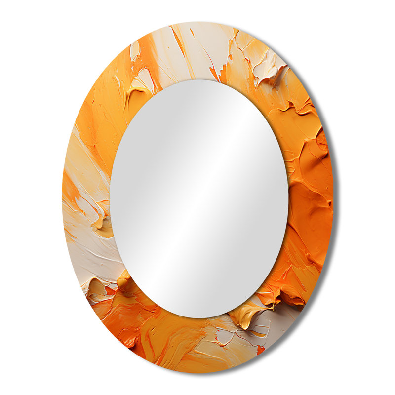 Tangerine Tango I - Miroir mural moderne ovale, 43" x 33"