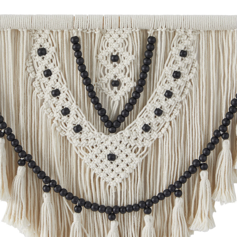 Hand Woven Blended Fabric Wall Hanging, White