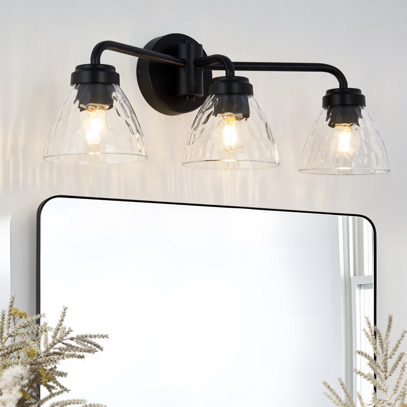 Éclairage pour meuble-lavabo 3 lumières 3 lumières, Noir mat, H 9,85 po x l 22,45 po x P 7,87 po, Trois lumières