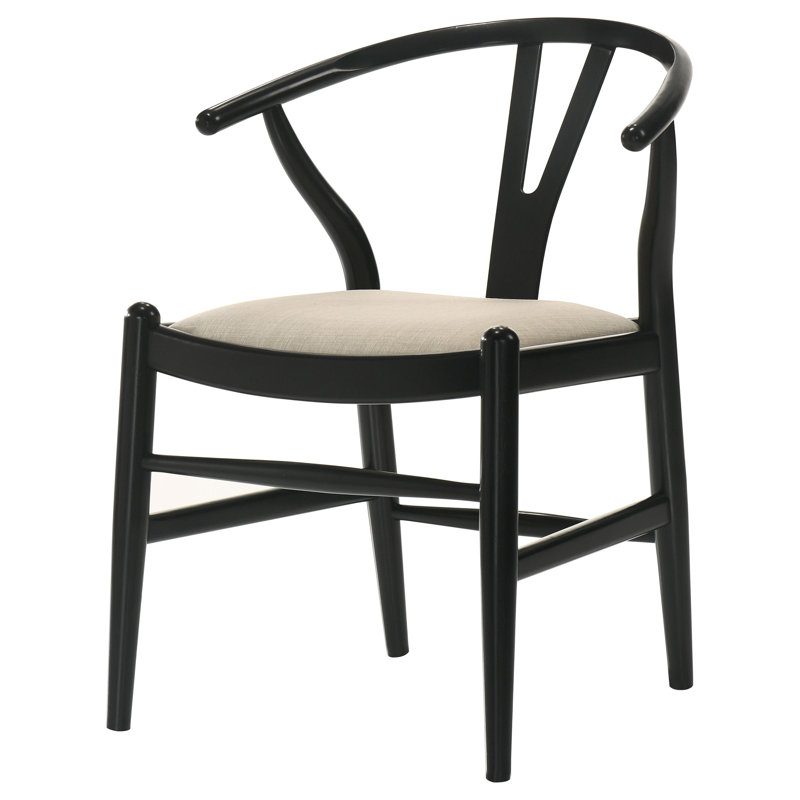 Kather Wood Wishbone Dining Side Chair Black, Beige, Black