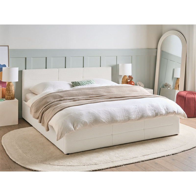 Upholstered Ottoman Storage Bed, White, Super King (6')