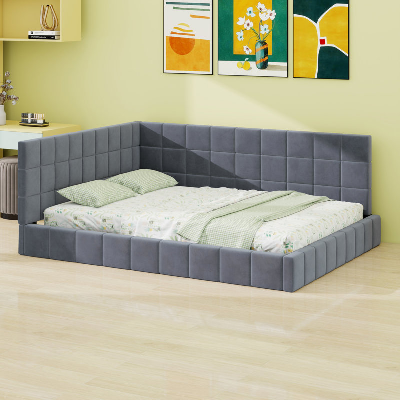 Upholstered Daybed/Sofa Bed Frame, Gray