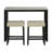 Black/grey/beige Transitional 3-pc Dining Set - 47"w Travertine Table Top W/ Usb Charging, Biscuit-tufted Stools & Storage Shelve Premium Travertine Tabletop?