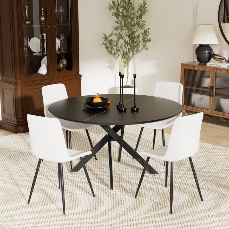 Ensemble de table ronde, Noir, noir, noir, noir, 5, Blanc