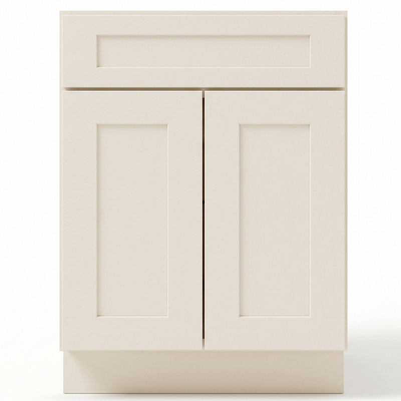 24" Soft White Shaker Ready-to-Assemble Base Cabinet with Solid Wood Doors and Soft-Close Dovetail Drawers