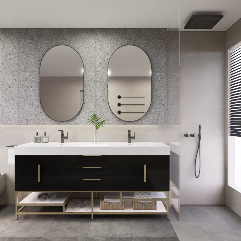 Ensemble de meuble-lavabo double 72 po Edgemont, Noir très lustré