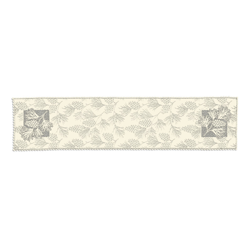Champlain Floral Table Runner, 60" W x 14" L, Ecru