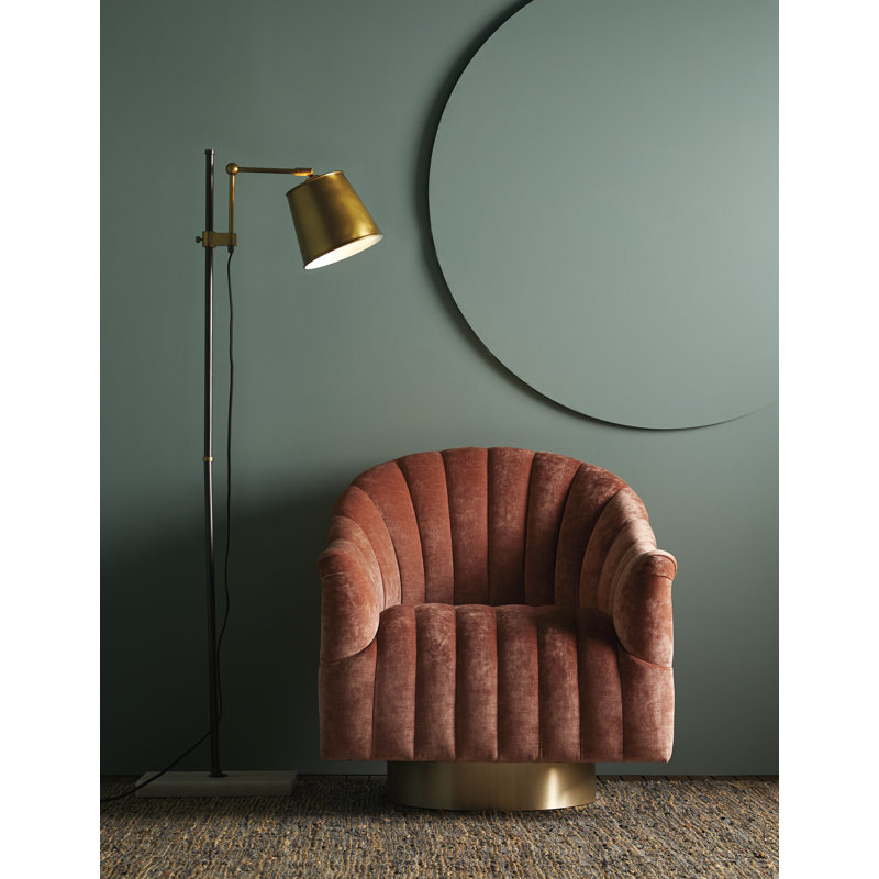 Springsteen Swivel Barrel Chair, Dusty Rose Velvet