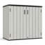 Remise de rangement horizontale en résine de 37 pieds cubes, armoire verrouillable et imperméable pour outils de jardin et patio-129401651