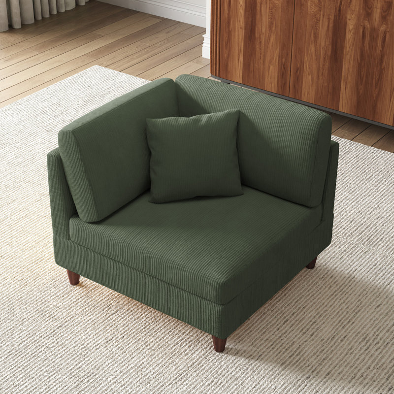 Mordecai 95Cm Wide Side Chair, Green Corduroy