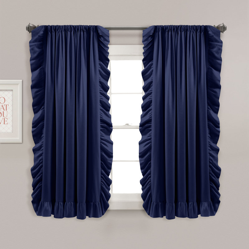 Paire de rideaux semi-transparents Reyna, Bleu marine, l 54 po x L 63 po
