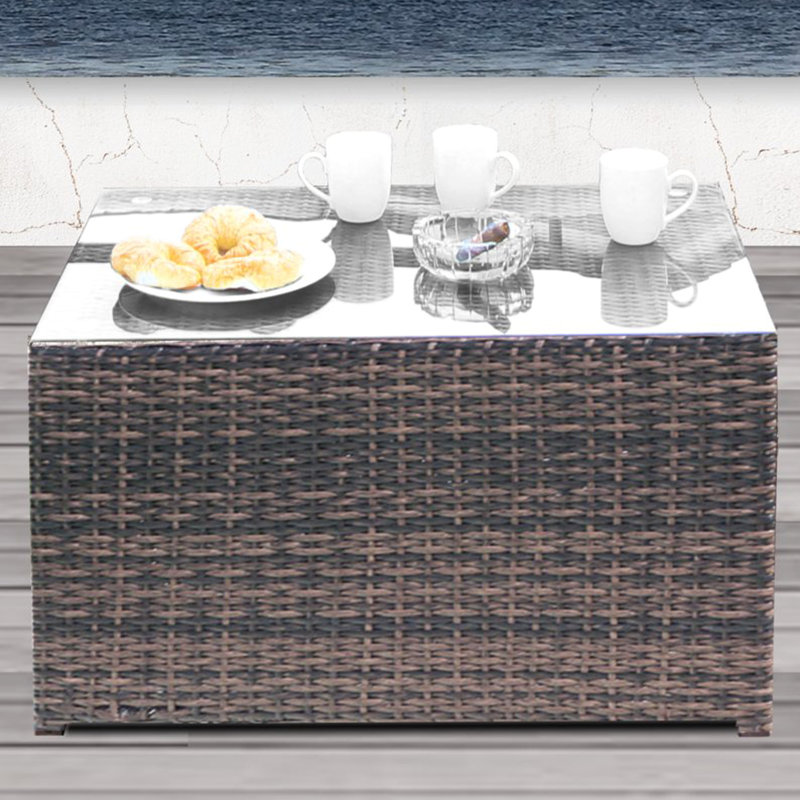 Table basse contemporaine en bois d'eucalyptus, Brun