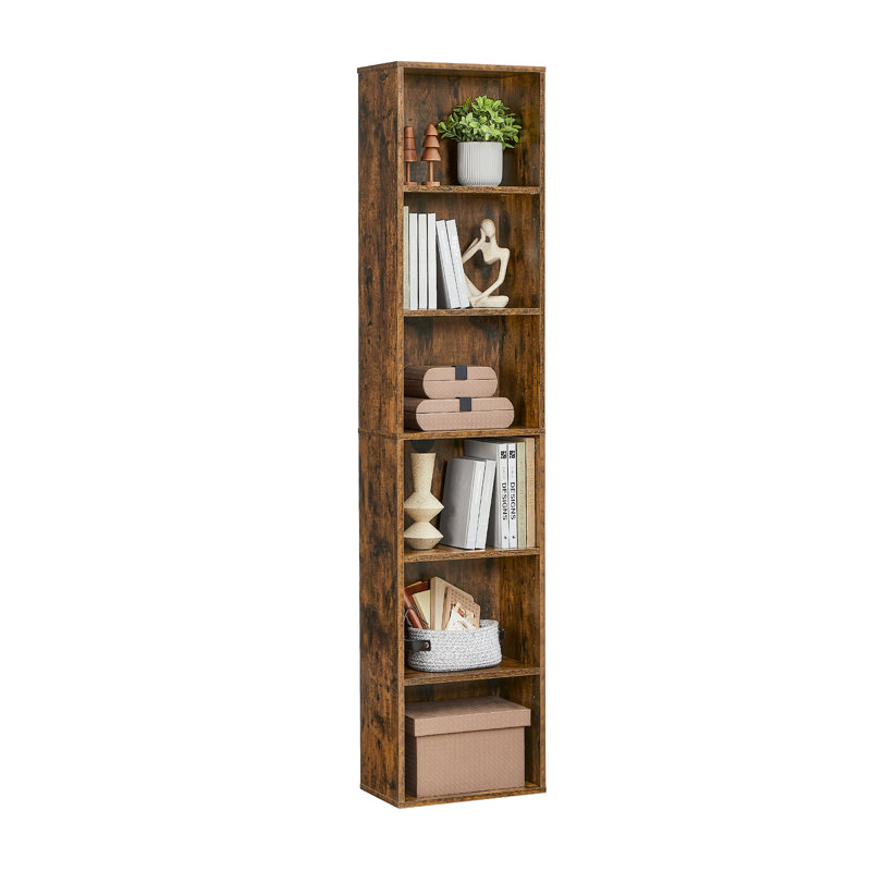 3-Tier Bookshelf, Open Storage Shelf, (6 Shelves) 178.5cm H x 40cm W x 24cm D, Rustic Brown