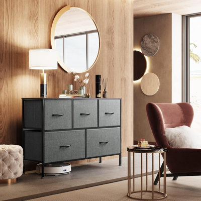Commode à 5 tiroirs de 39,4 po de largeur avec commode en bois Ojaswi