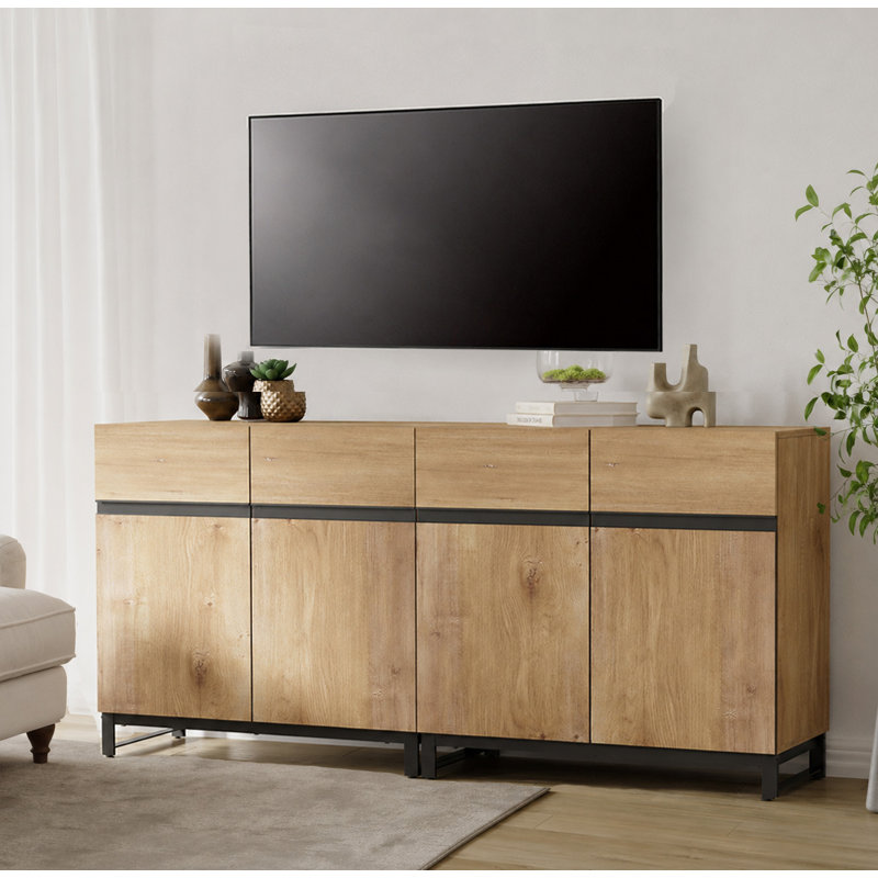 Aadam Unfinished TV Stand for TVs up to 70", Oak, 30.6"H x 63"L x 15.6"W