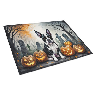 Grande planche à découper en verre Boston Terrier Spooky Halloween